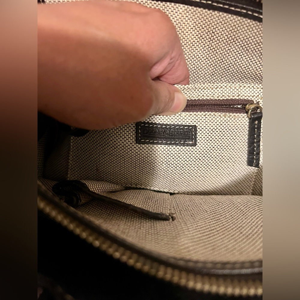 Dooney & Bourke Monogrammed Brown Leather Shoulder Bag - Picture 8 of 8